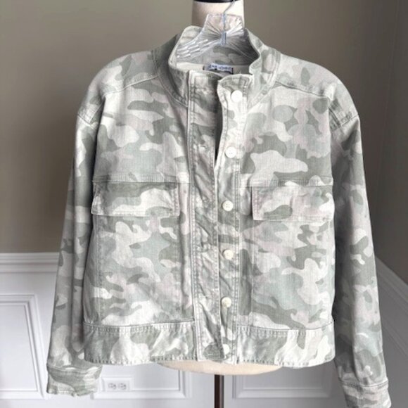Anthropologie Muted Camo Denim Boyfriend Jacket - Picture 2 of 14